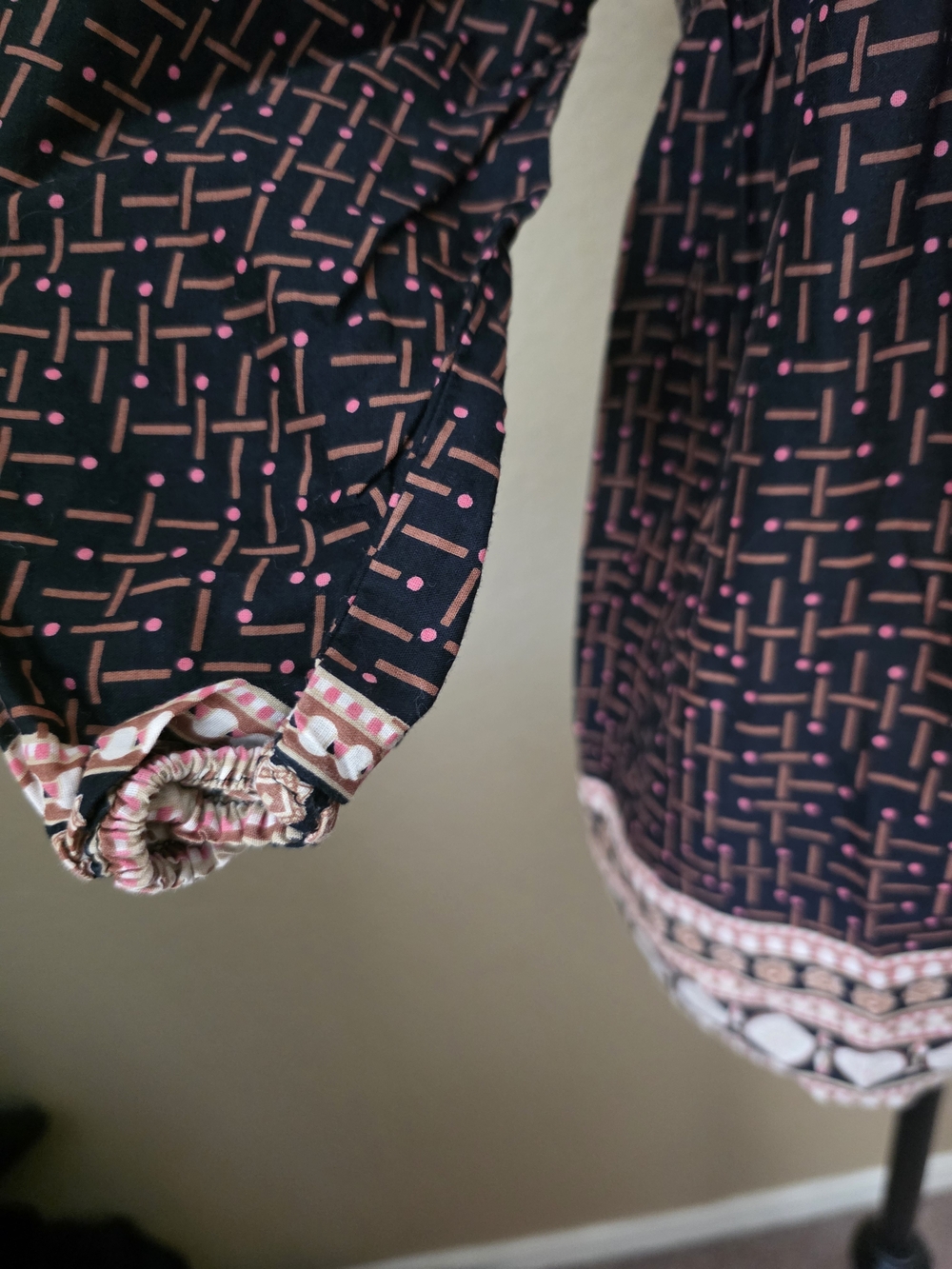 * H&M Boho cotton tunic blouse W geometric print and tie detail, Babydoll Flowy - Picture 4 of 8